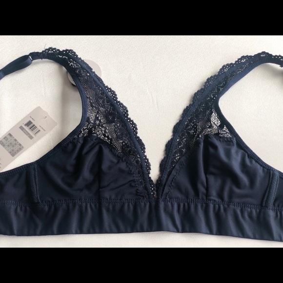 NWT MARILYN MONROE wire-free navy lace Bralette S - Picture 4 of 9